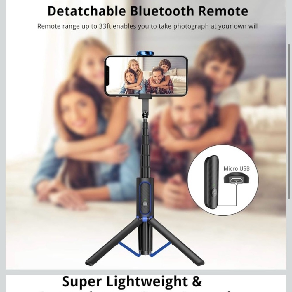 Top Rated Atumtek Selfie Stick Tripod with Remote Photo Taking capabilities - Picture 3 of 15
